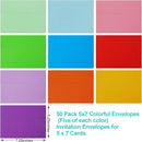 50 Pack Colored Envelope, 5x7 Envelopes, A7 Envelopes for Invitations, Printable Invitation Envelope Weddings, Photos, Postcards, Greeting Cards, Mailing - (5" x 7")