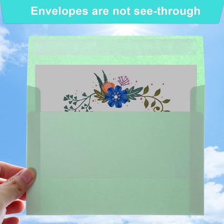 50 Pack Colored Envelope, 5x7 Envelopes, A7 Envelopes for Invitations, Printable Invitation Envelope Weddings, Photos, Postcards, Greeting Cards, Mailing - (5