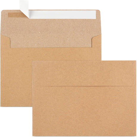 50 Pack Brown Kraft Envelopes, 5x7 Envelopes for Invitations, A7 Invitation Personalize Gift Cards, Wedding, Baby Shower, Birthday Party - (5.25x7.25in)