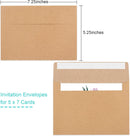 50 Pack Brown Kraft Envelopes, 5x7 Envelopes for Invitations, A7 Invitation Personalize Gift Cards, Wedding, Baby Shower, Birthday Party - (5.25x7.25in)
