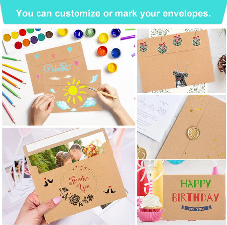 50 Pack Brown Kraft Envelopes, 5x7 Envelopes for Invitations, A7 Invitation Personalize Gift Cards, Wedding, Baby Shower, Birthday Party - (5.25x7.25in)