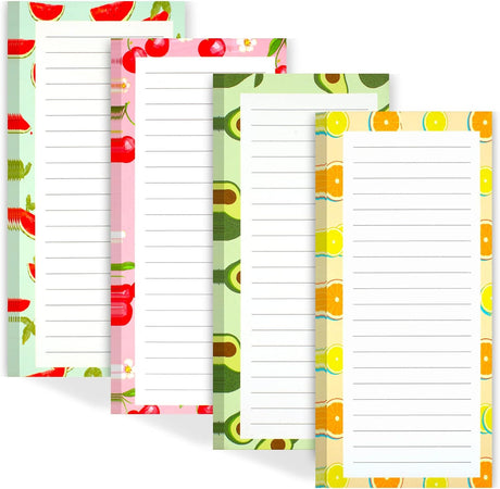 4 Pack Magnetic Notepads for Refrigerator, Grocery List Magnet Pad Fridge, Fruit Design Full Back Shopping Lists, 50 Sheets Per Note Pads -