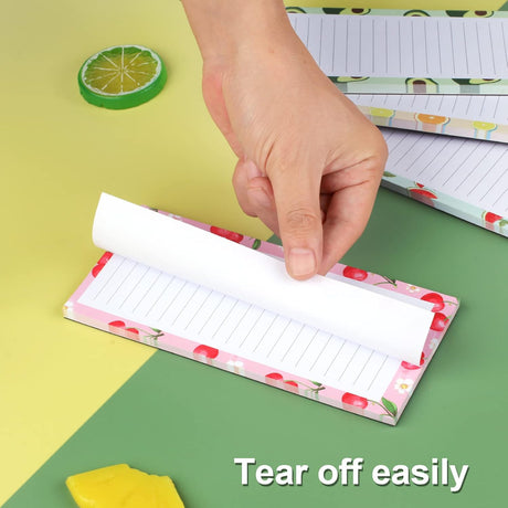 4 Pack Magnetic Notepads for Refrigerator, Grocery List Magnet Pad Fridge, Fruit Design Full Back Shopping Lists, 50 Sheets Per Note Pads -