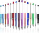 15 PCS Beadable Pens, Pens Bulk Colored Plastic, Black Ink Beaded Creative Diy Pen, Bend for Make Gifts Children and Students, Office School Supplies -