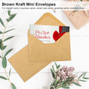 150 Pack Gift Card Envelopes, 4" x 2.75" Mini Brown Kraft Business Small Envelopes for Holidays, Weddings, Baby Showers, Birthdays Banquets -
