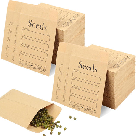156 PCS Seed Envelopes 3.15”x 4.72”, Packets Kraft Seeds Saving Envelope, Self Sealing Storage Mini Envelope for Flower Vegetable -