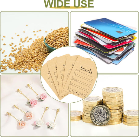 156 PCS Seed Envelopes 3.15”x 4.72”, Packets Kraft Seeds Saving Envelope, Self Sealing Storage Mini Envelope for Flower Vegetable -