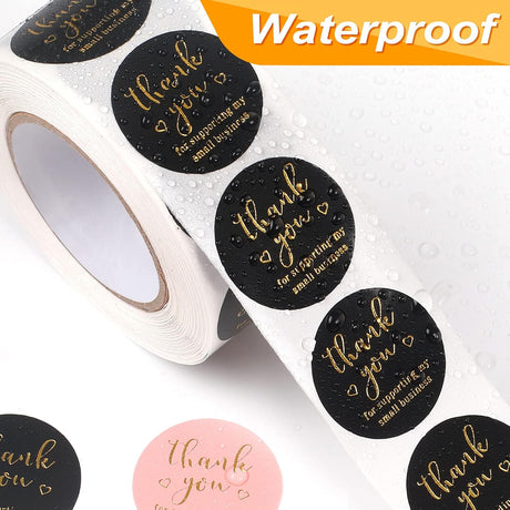 Thank You Round Stickers for Supporting My Small Business Adhesive Labels, 3-Color, 1inch (2000Pcs, 4 Rolls, Each roll 500Pcs) -