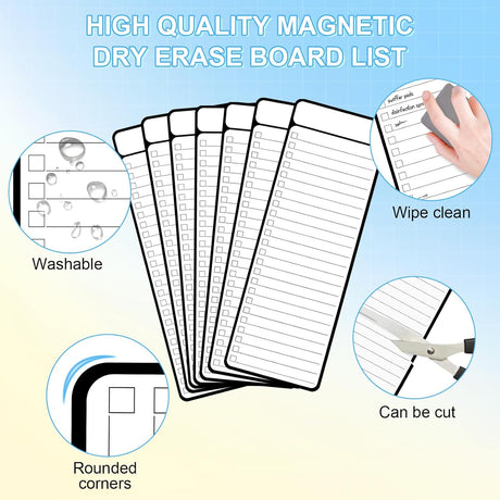 7-Piece Magnetic Dry Erase to-Do List White Board, 4'x11', Multifunctional Weekly Planner, Chore Chart, Planner for Refrigerator -