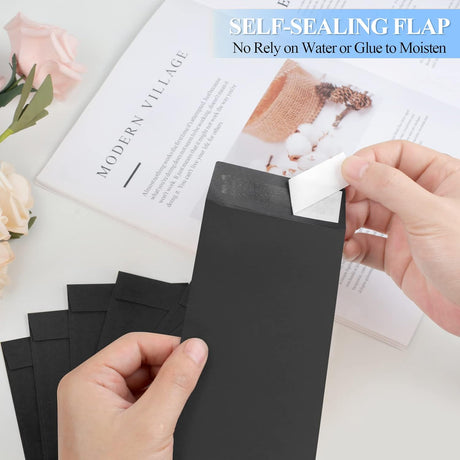BONUS++ Envelope Set - 120 Envelopes for Cash, Checks, & Tickets; 80GSM, 3.2x6.6 inch Black Perfect Cash Challenge Savers 3.2x6.6in (Pack of 1)