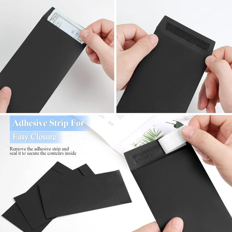 BONUS++ Envelope Set - 120 Envelopes for Cash, Checks, & Tickets; 80GSM, 3.2x6.6 inch Black Perfect Cash Challenge Savers 3.2x6.6in (Pack of 1)