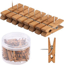 50 PCS Push Pin with Wooden Clips, Durable Pins, Decorative Pushpins Tacks Thumbtacks, for Cork Board Artworks Notes Photos, Craft Projects, Offices and Homes Brown -