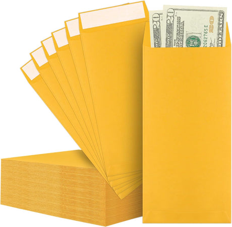 Cash Envelopes-120 Envelopes Money Saving Challenge, 3.2x6.6inch for Cash, Brown Kraft Paper Envelopes, Budgeting, Coins, Checks, Gift Cards & Tickets -