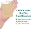 180 Pack Coin Envelopes 2.35"3.5", Brown Kraft Small Seed Packets, Full-Flap Seal Mini for Office, Home, School -