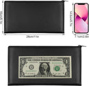 2 Pieces Money Bag,11x6.1 Inch Bags With Zipper for Cash, Bank Bag, Pouch, Holder Coins, Cosmetics, Bills, Tool 1 Black & Blue -