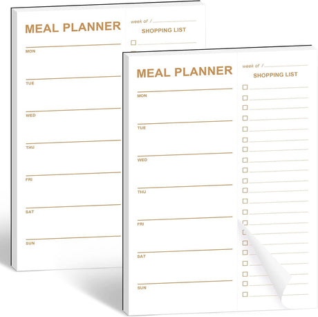Weekly Meal Planner Magnetic, 2 Pack Undated Tear-off Sheets Planning Notepad, Magnetic for Refrigerator, Grocery List -