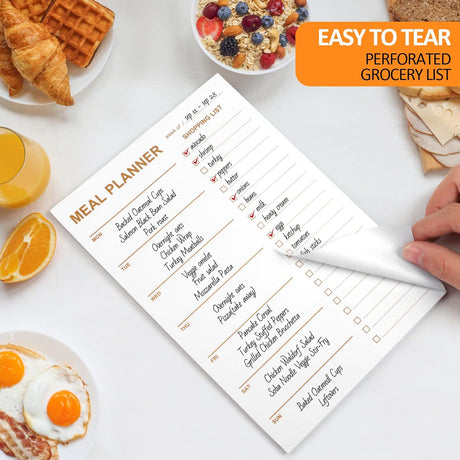 Weekly Meal Planner Magnetic, 2 Pack Undated Tear-off Sheets Planning Notepad, Magnetic for Refrigerator, Grocery List -