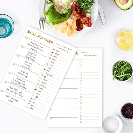 Weekly Meal Planner Magnetic, 2 Pack Undated Tear-off Sheets Planning Notepad, Magnetic for Refrigerator, Grocery List -