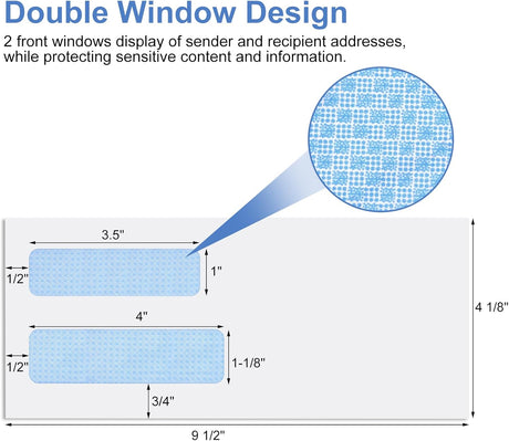 #10 Window Envelopes 72P, Double Self Seal for Invoices, Statements and Business Checks, Size 4-1/8 x 9-1/2 Inches (White) -