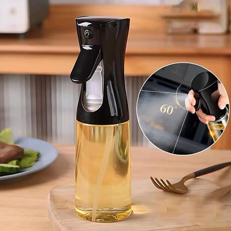 Oil Sprayer for Cooking- 200ml Glass Olive Mister, Spray Bottle, Kitchen Gadgets Accessories Air Fryer, Canola Spritzer, Widely Used Salad Making, Baking, Frying,BBQ Black -