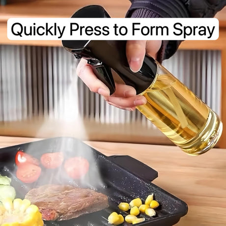 Oil Sprayer for Cooking- 200ml Glass Olive Mister, Spray Bottle, Kitchen Gadgets Accessories Air Fryer, Canola Spritzer, Widely Used Salad Making, Baking, Frying,BBQ Black -