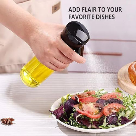 Oil Sprayer for Cooking- 200ml Glass Olive Mister, Spray Bottle, Kitchen Gadgets Accessories Air Fryer, Canola Spritzer, Widely Used Salad Making, Baking, Frying,BBQ Black -