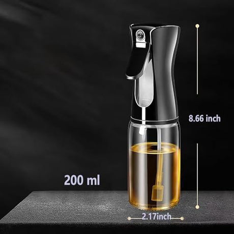 Oil Sprayer for Cooking- 200ml Glass Olive Mister, Spray Bottle, Kitchen Gadgets Accessories Air Fryer, Canola Spritzer, Widely Used Salad Making, Baking, Frying,BBQ Black -