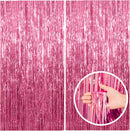 2 Pack Pink Backdrop Party Decorations Tinsel Curtain Foil Fringe Birthday Photo Booth Streamer Theme Bachelorette Graduation Decor 39.4"W x 78.7"L (Pack of 2)