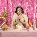 2 Pack Pink Backdrop Party Decorations Tinsel Curtain Foil Fringe Birthday Photo Booth Streamer Theme Bachelorette Graduation Decor 39.4"W x 78.7"L (Pack of 2)
