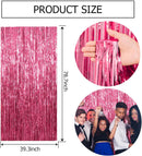 2 Pack Pink Backdrop Party Decorations Tinsel Curtain Foil Fringe Birthday Photo Booth Streamer Theme Bachelorette Graduation Decor 39.4"W x 78.7"L (Pack of 2)