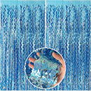 Tinsel Foil Fringe Curtains Wavy Backdrop for Parties Sparkle Metallic Curtain Party Decorations Photo Booth Props Birthday Graduation Wedding Light Blue 2 Pack