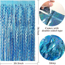 Tinsel Foil Fringe Curtains Wavy Backdrop for Parties Sparkle Metallic Curtain Party Decorations Photo Booth Props Birthday Graduation Wedding Light Blue 2 Pack