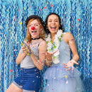 Tinsel Foil Fringe Curtains Wavy Backdrop for Parties Sparkle Metallic Curtain Party Decorations Photo Booth Props Birthday Graduation Wedding Light Blue 2 Pack