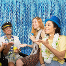 Tinsel Foil Fringe Curtains Wavy Backdrop for Parties Sparkle Metallic Curtain Party Decorations Photo Booth Props Birthday Graduation Wedding Light Blue 2 Pack