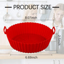 Air Fryer Silicone Liners Pot,8 inch Basket Liners, Baking Tray Pots for 3 to 5 Qt fryer Oven Reusable Accessories (Red+Black) -