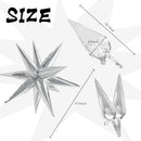 60Pcs Silver Star Balloons Birthday Decorations Explosion Mylar 12 Spike Balloon Large Foil Prom for Wedding Anniversary Christmas New Year Eve Party Backdrops Supplies -