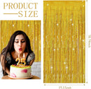 3 Pack Gold Backdrop Birthday Decorations Foil Curtain Streamers Dance Party Photo Booth Props for Bachelorette Christmas Halloween New Years Eve Supplies -
