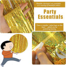 3 Pack Gold Backdrop Birthday Decorations Foil Curtain Streamers Dance Party Photo Booth Props for Bachelorette Christmas Halloween New Years Eve Supplies -
