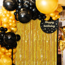3 Pack Gold Backdrop Birthday Decorations Foil Curtain Streamers Dance Party Photo Booth Props for Bachelorette Christmas Halloween New Years Eve Supplies -