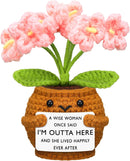 Coworker Leaving Gifts for Women Men, Positive Flower Doll Crochet with Card Funny Farewell Going Away Goodbye Coworkers Employee Teacher Friends Retirement(Cute Style) -