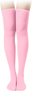 1 Pair Thigh High Socks, Cotton Soft Knee Long Stockings Leg Warmers for Women Girls Christmas Cosplay (Pink) -
