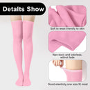 1 Pair Thigh High Socks, Cotton Soft Knee Long Stockings Leg Warmers for Women Girls Christmas Cosplay (Pink) -