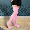 1 Pair Thigh High Socks, Cotton Soft Knee Long Stockings Leg Warmers for Women Girls Christmas Cosplay (Pink) -