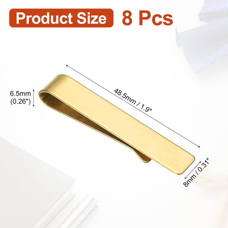 Skinny Tie Clips, Stainless Steel Clips for Men Wedding Gold -