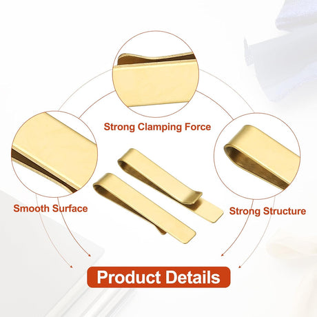 Skinny Tie Clips, Stainless Steel Clips for Men Wedding Gold -