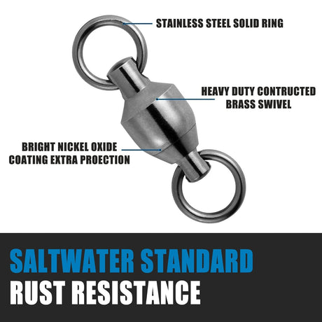 20 Pack Ball Bearing Fishing Swivels, Swivels Tackle Saltwater, Freshwater Stainless Heavy Duty Lure Leader Line Connector #0 - #0-33LB(0.58