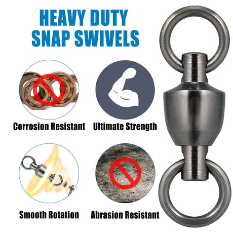 20 Pack Ball Bearing Fishing Swivels, Swivels Tackle Saltwater, Freshwater Stainless Heavy Duty Lure Leader Line Connector #0 - #0-33LB(0.58
