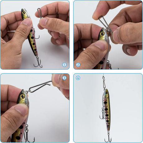 50 Pack Fishing Clips Quick Change Speed Crankbait Snaps Stainless Steel Line Lure Hook Connector Freshwater - #1-22LB-0.55