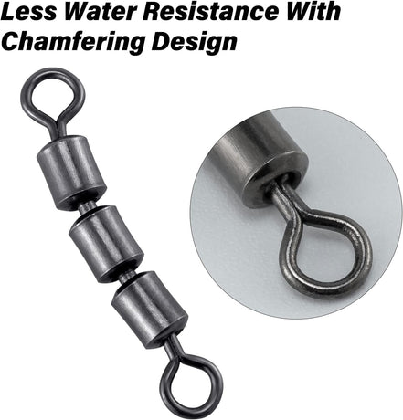 High Speed 3 Roller Swivels, Bead Chain Barrel Swivels Fishing Tackle Trolling Rolling Leader Lure Connector Salmon Walleye Freshwater - #3-84LB