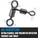 30 Pack 3 Way Swivels Barrel Fishing Tackle Hook Line Connector Three Rig Trolling Catfish Saltwater Freshwater -